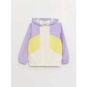 LCW Kids EKRU Kapüşonlu Renk Bloklu Kız Çocuk Mont