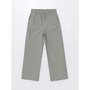 LCW Kids HAKİ Beli Lastikli Wideleg Kız Çocuk Pantolon