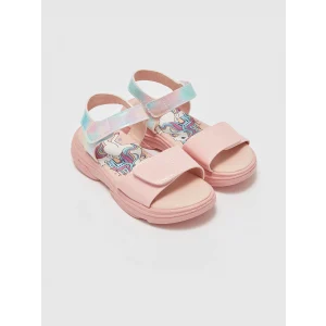 LCW STEPS PEMBE Çapraz Bantlı Kız Çocuk Sandalet