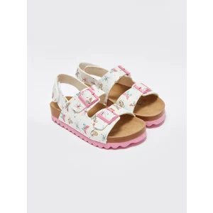 LCW STEPS EKRU Baskılı Kız Çocuk Sandalet