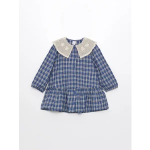 LCW Kids LACİVERT Bebe Yaka Uzun Kollu Kız Bebek Elbise