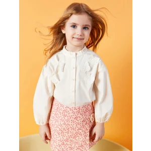 LCW Kids EKRU Bisiklet Yaka Uzun Kollu Kız Bebek Gömlek