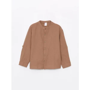 LCW Kids KAHVERENGİ Uzun Kollu Basic Erkek Bebek Gömlek