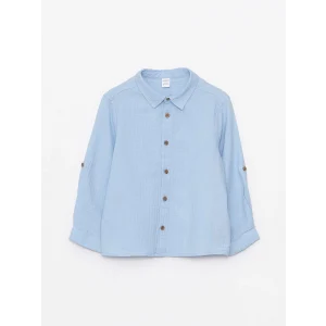 LCW Kids MAVİ Uzun Kollu Basic Erkek Bebek Gömlek