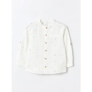 LCW Kids EKRU Hakim Yaka Uzun Kollu Desenli Erkek Bebek Gömlek