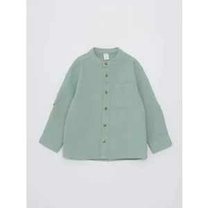 LCW Kids YEŞİL Hakim Yaka Uzun Kollu Basic Erkek Bebek Gömlek