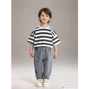LCW Kids GRİ Beli Lastikli Basic Erkek Çocuk Jean Pantolon