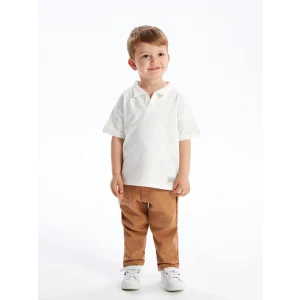 LCW Kids EKRU Polo Yaka Kısa Kollu Erkek Bebek Tişört ve Pantolon 2li Takım