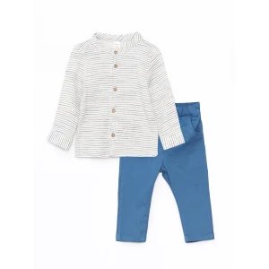 LCW baby EKRU Hakim Yaka Uzun Kollu Erkek Bebek Gömlek ve Pantolon 2li Takım