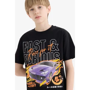 Defacto E3121 Siyah Erkek Çocuk Fast & Furious Bisiklet Yaka Kısa Kollu Tişört