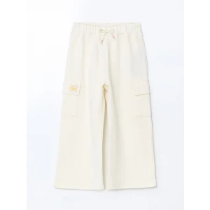 LCW Kids EKRU Beli Lastikli Kız Çocuk 3 iplik Pantolon