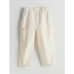 LCW Kids Ekru Beli Lastikli Kız Çocuk Pantolon