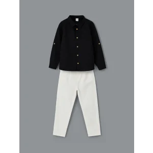 LCW Kids Siyah Poplin Erkek Çocuk Gömlek ve Pantolon 2li