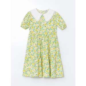 LCW Kids Beyaz Bebe Yaka Çiçekli Kız Çocuk Elbise