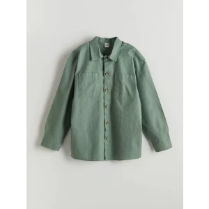 LCW Kids Yeşil Keten Karışımlı Erkek Çocuk Gömlek