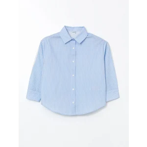 LCW Kids Mavi Çizgili Kız Çocuk Gömlek