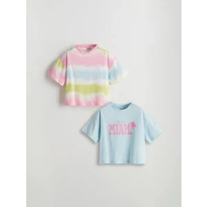 LCW Kids Mavi Bisiklet Yaka Kız Çocuk Crop Tişört 2li