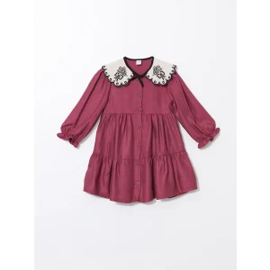 LCW Kids Mürdüm Bebe Yaka Uzun Kollu Kız Bebek Elbise