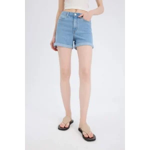 Defacto A1959 Mavi Normal Bel Katlamalı Paça Jean Şort