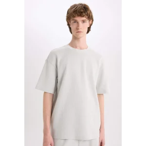 Defacto E0493 Gri %100 Pamuk Boxy Fit Bisiklet Yaka Kısa Kollu Tişört
