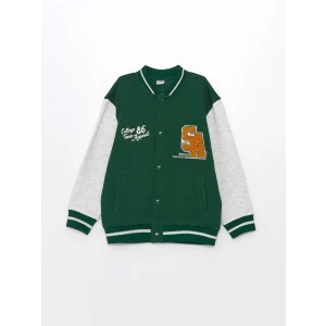 LCW Kids Yeşil Baskılı Erkek Çocuk Kalın Kolej Ceket