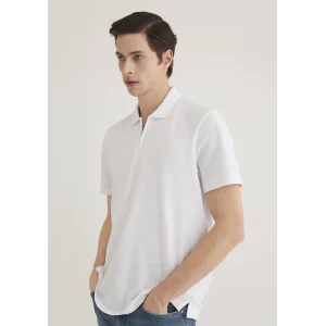 Mavi 0612525-620 Yarı Fermuarlı Beyaz Polo Tişört