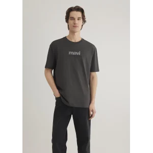 Mavi 0612355-80955 Mavi Logo Baskılı Antrasit Tişört