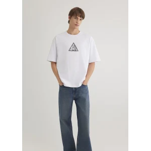 Mavi 0612524-620 Mavi Baskılı Beyaz Tişört