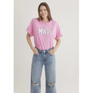 Mavi 1600843-71032 Mavi Logo Baskılı Pembe Tişört