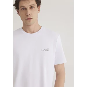 Mavi 0610360-620 Mavi Logo Baskılı Beyaz Tişört