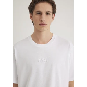 Mavi 0610100-620 Mavi Naskışlı Beyaz Tişört