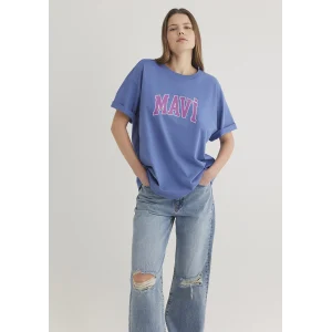 Mavi 1600843-70662 Mavi Logo Baskılı Mavi Tişört