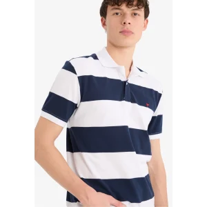 Defacto D7934 Beyaz Regular Fit Çizgili Kısa Kollu Polo Tişört