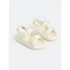 LCW STEPS Ekru Baskılı Çift Bantlı Kız Bebek Sandalet