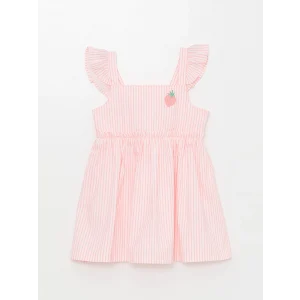 LCW Kids Pembe Kare Yaka Kolsuz Baskılı Kız Bebek Elbise