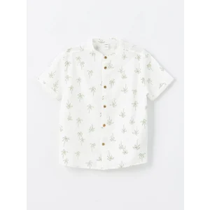 LCW Kids Ekru Hakim Yaka Kısa Kollu Baskılı Erkek Bebek Gömlek