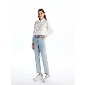 LCWAIKIKI Classic Indigo Beli Lastikli Slim Fit Kadın Jean Pantolon