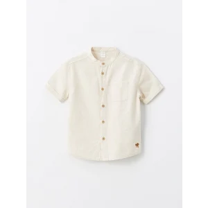 LCW Kids Bej Hakim Yaka Kısa Kollu Erkek Bebek Gömlek