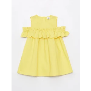 LCW Kids Sari Bisiklet Yaka Kız Bebek Elbise