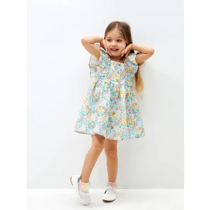 LCW Kids Karişik Kare Yaka Desenli Kız Bebek Elbise