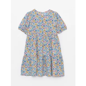 LCW Kids Pembe Bisiklet Yaka Çiçekli Kız Çocuk Elbise