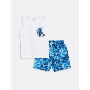 LCW Kids Mavi Bisiklet Yaka Erkek Çocuk Atlet ve Deniz Şortu