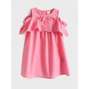 LCW Kids Fuşya Bisiklet Yaka Kız Bebek Elbise