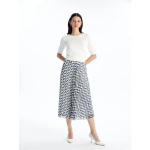 LCW Modest Lacivert Beli Lastikli Rahat Kalıp Desenli Kadın Etek