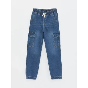 LCW Kids Indigo Beli Lastikli Erkek Çocuk Kargo Jean Pantolon
