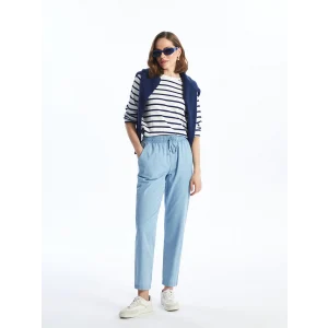 LCWAIKIKI Classic Bej Beli Lastikli Carrot Fit Kadın Jean Pantolon