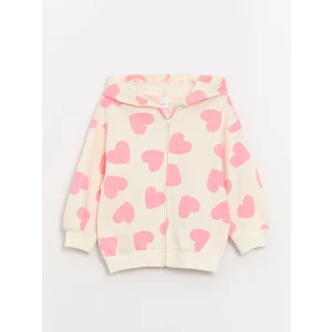 LCW Kids Pembe Kapüşonlu Uzun Kollu Kız Bebek Fermuarlı Sweatshirt