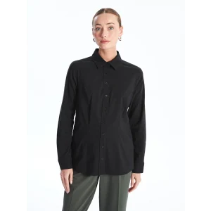 LCWAIKIKI Classic Siyah Düz Uzun Kollu Kadın Gömlek