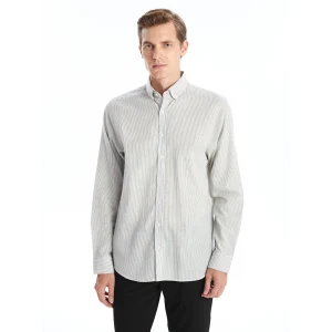 SOUTHBLUE Lacivert Slim Fit Uzun Kollu Çizgili Poplin Erkek Gömlek