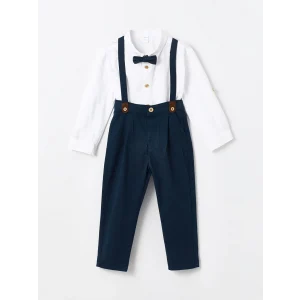 LCW Kids Beyaz Uzun Kollu Basic Erkek Bebek Gömlek ve Pantolon 2li Takım